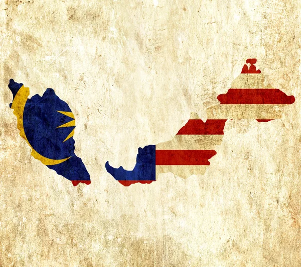 Malezya Haritası Vintage kağıt — Stok fotoğraf