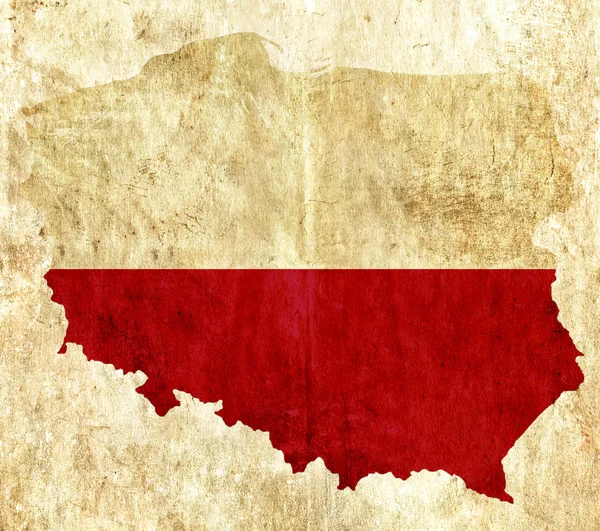 Vinobraní papír Mapa Polska — Stock fotografie