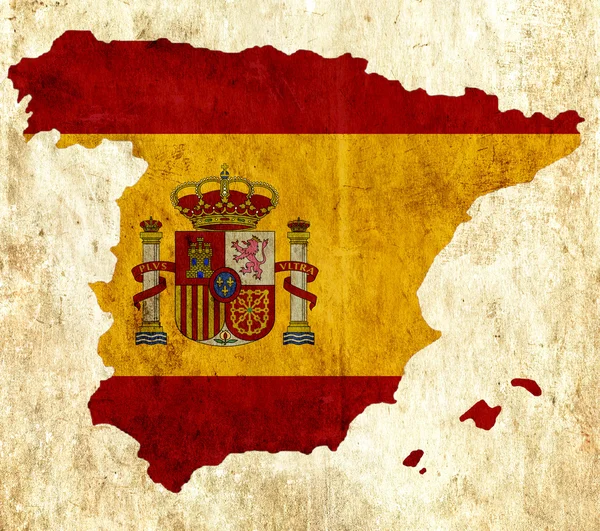 Vinobraní papír mapa Španělska — Stock fotografie