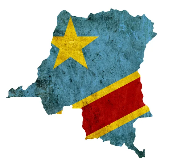 Vintage papperskarta demokratiska republiken Kongo — Stockfoto