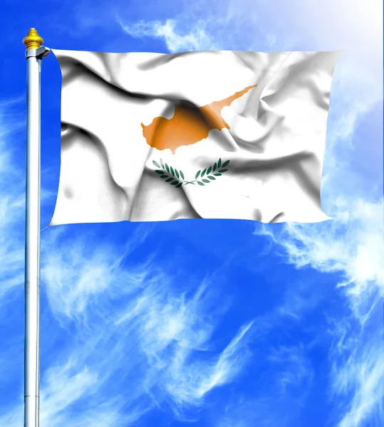 青い空とキプロスの掛けられた手を振る旗のマスト — ストック写真