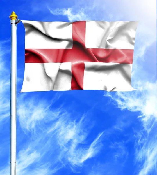 Blue sky and mast with hanged waving flag of England — Stock Photo, Image