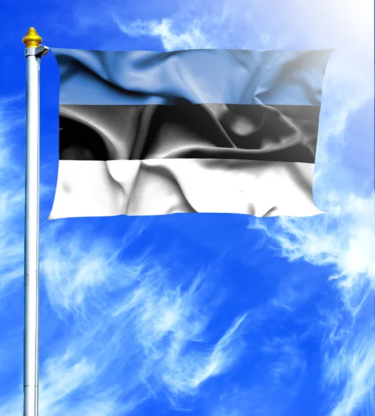 Blå himmel och masten med hängd viftande flagga Estland — Stockfoto