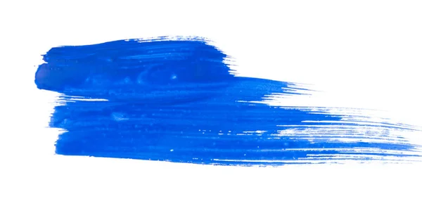 在白色背景上隔绝的蓝色漆刷笔划 — 图库照片