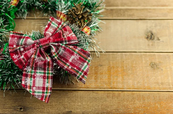 Christmas Wreath Rustic Wooden Front Door — Stock Photo, Image