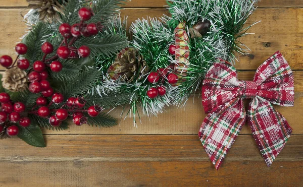 Weihnachten Rustikaler Hintergrund Vintage Beplanktes Holz Mit Tannenbaum Und Freier — Stockfoto