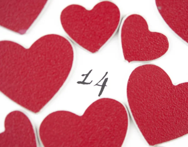 Σελίδα Ημερολογίου Τις Κόκκινες Καρδιές Στις Φεβρουαρίου Του Αγίου Βαλεντίνου — Φωτογραφία Αρχείου