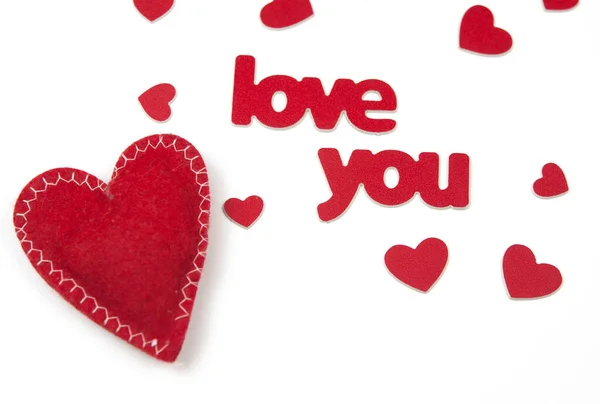 Cartão Dia Dos Namorados Top Vista Composição Bonito Com Corações — Fotografia de Stock