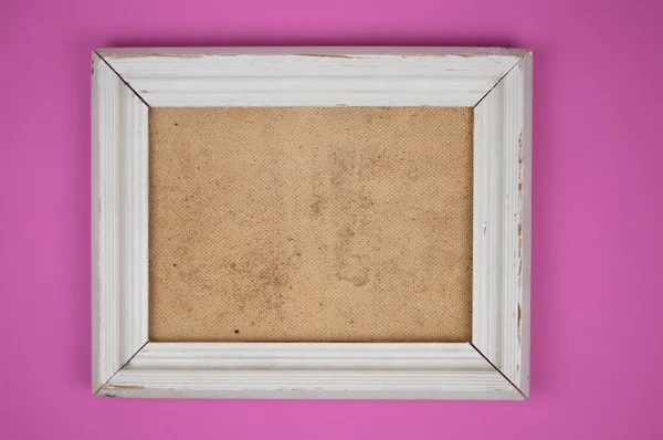 Blank Vintage Photo Frame Pink Background Copy Space — Stock Photo, Image