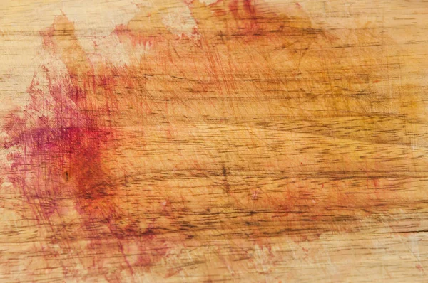 Wooden Cutting Board Traces Blood Close — Stock Photo, Image