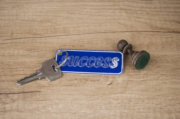 Schlüssel Zum Erfolgskonzept Mit Label Oder Etikett — Stockfoto