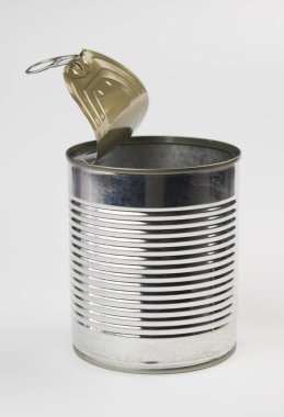 Beyaz arkaplanda tek boş alüminyum kutu