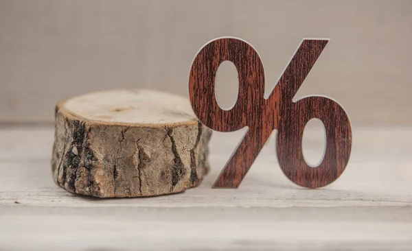 Sign Percent Sale Concept Wood Background — Stock Photo, Image