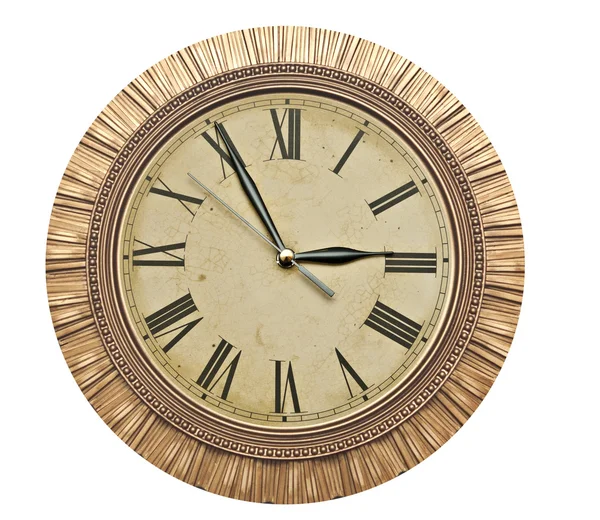 Vecchio orologio isolato su bianco. vecchio quadrante orologio vintage — Foto Stock