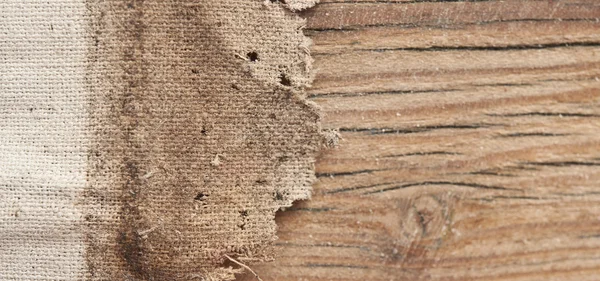 Texture of the burlap and old wood — Stock Photo, Image