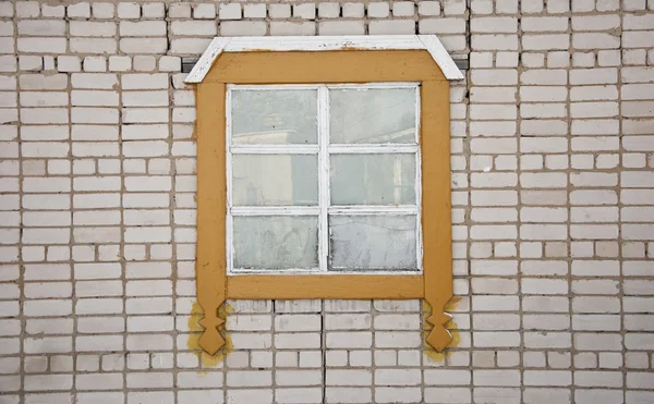 Old brick wall with vintage window — Stock Photo, Image