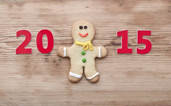 Galleta de Navidad 2015 con Navidad casera pintada gingerbrea —  Fotos de Stock