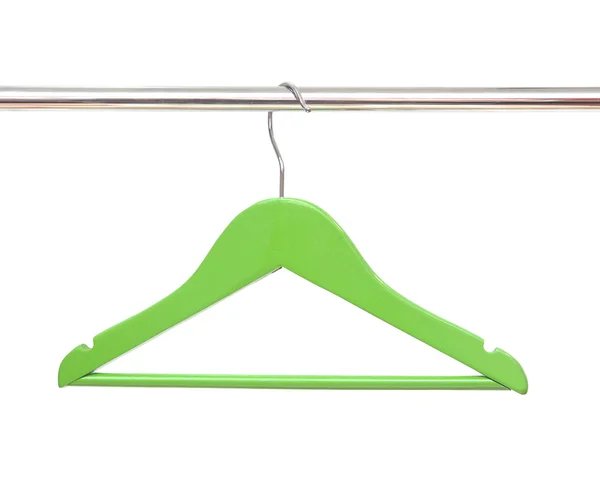 Wooden coat clothes hanger isolated on a white background — Stock Photo, Image