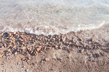 Dalga ve kum plaj arka plan