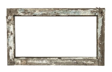 -beyaz izole çok eski grunged ahşap pencere çerçevesi