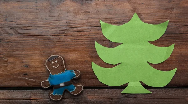 Biscuits de Noël sur le fond en bois — Photo