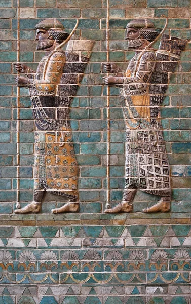 Embossed Colorful Achaemenid Soldiers from Susa of Iran — Stock Photo, Image