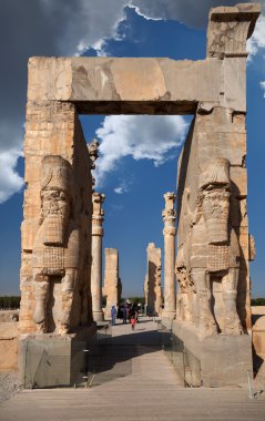 Antik Persepolis kalıntıları sarayda Xerxes kapısı