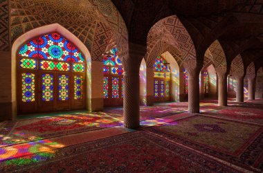 Nasirolmolk Mosque with Colorful Stained Glass Windows in Shiraz clipart