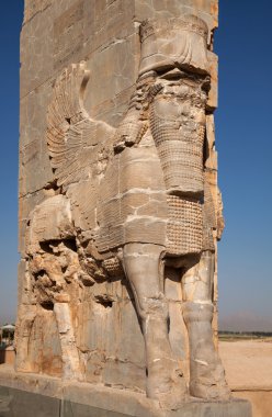 Ancient Persian Achaemenid Lamassu in Persepolise of Shiraz clipart