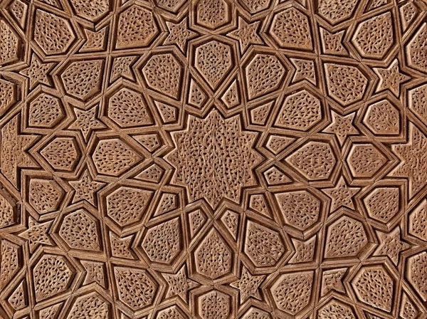 Escultura em madeira decorativa com design persa islâmico — Fotografia de Stock
