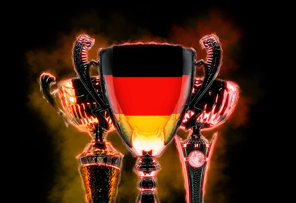 Trophy cup textured with flag of Germany. Digital illustration — Stock Photo, Image