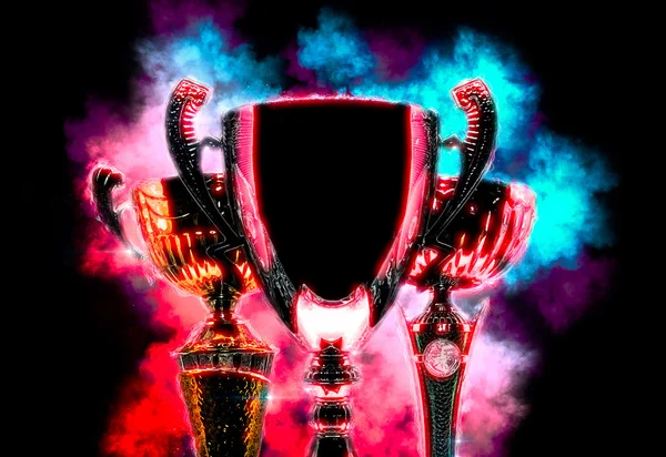 Kleurrijke trofee cup. Digitale afbeelding — Stockfoto