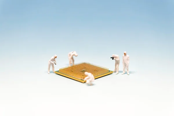 Análise técnica CPU microprocessador. Conceito de tecnologia — Fotografia de Stock