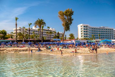 AYIA NAPA, CYPRUS - April 04, 2016: Nissi beach, one of the most clipart