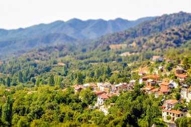 Foini Köyü'nde yüksek açılı görünüş. Limasol Bölgesi, Kıbrıs