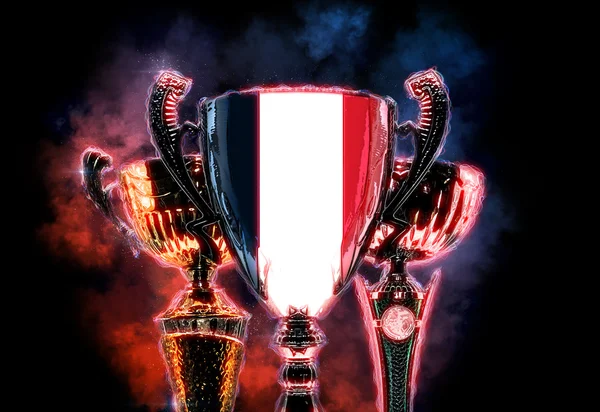 Trofee cup getextureerde met de vlag van Frankrijk. 2D illustratie van de digitale — Stockfoto