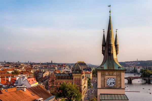 Prague rooftops and Water Tower with copyspace. Czech Republic — Stock Photo, Image
