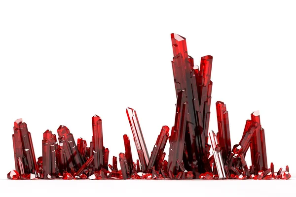 Απομονωμένο Σμήνος Κόκκινων Κρυστάλλων Απεικόνιση — Φωτογραφία Αρχείου