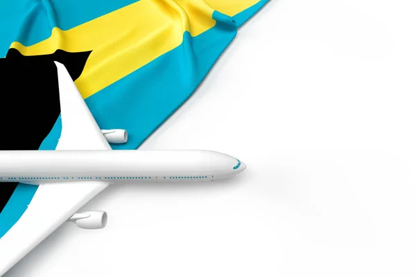 バハマの旅客機と旗 3Dイラスト — ストック写真