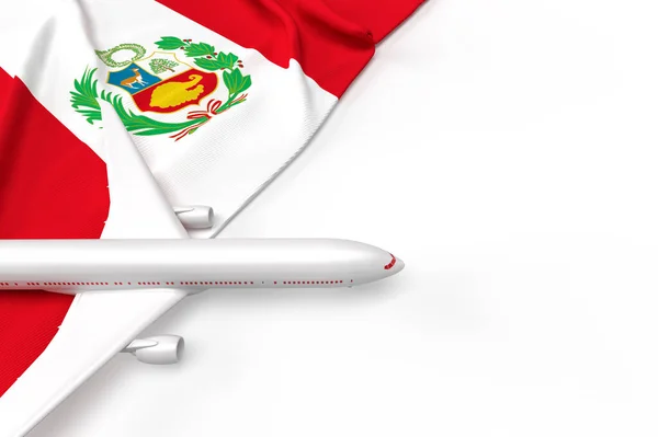 ペルーの旅客機と旗 3Dイラスト — ストック写真