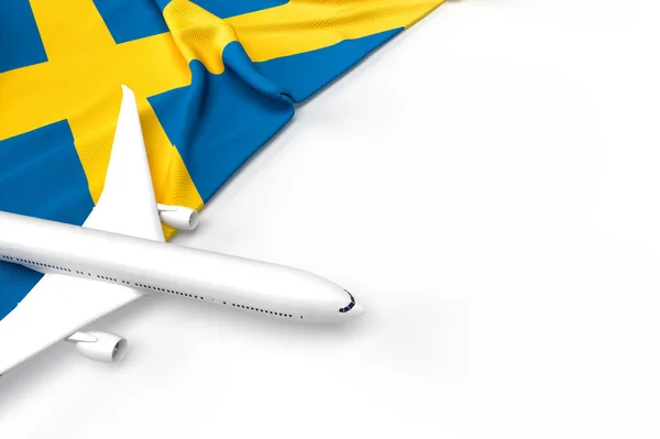 Passenger Airplane Flag Sweden Illustration — Stock Photo, Image