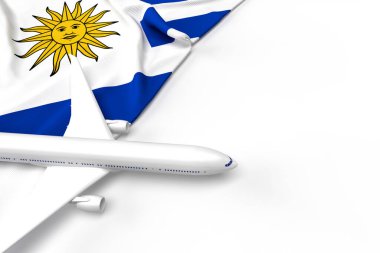 Passenger airplane and flag of Argentina. 3D illustration