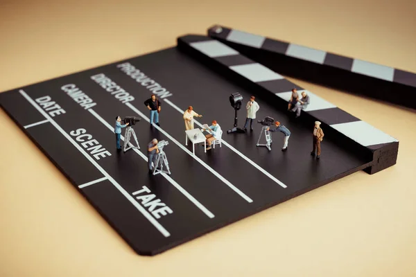 Escena Filmación Películas Figuras Sobre Tabla Claqué — Foto de Stock