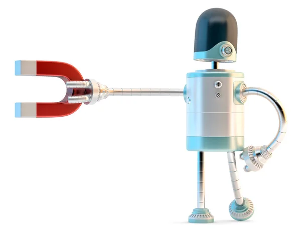 Robot Med Magnet Illustrasjon Isolert – stockfoto