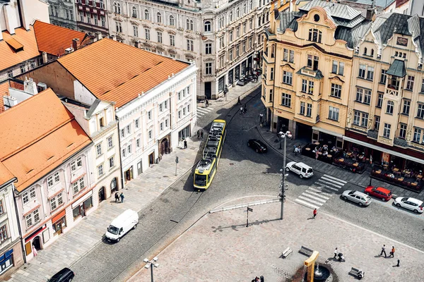 Emelkedett Rálátás Válaszútra Cseh Köztársaságban Plzeň Városában — Stock Fotó