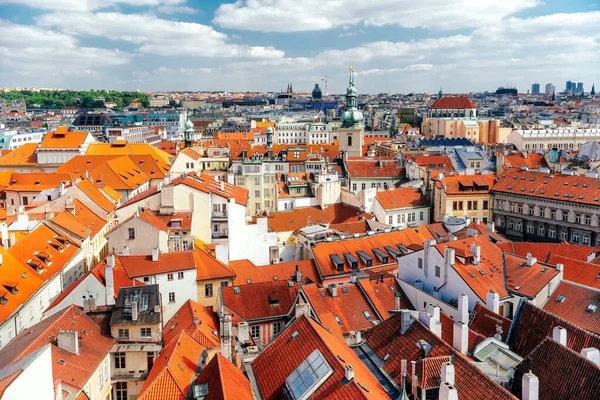 Prag Skyline Takutsikt Med Historiska Byggnader Republiken Tjeckien — Stockfoto
