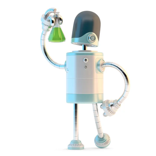 Robot Test Flask Technology Research Concept Illustration Isolated — Stock Photo, Image