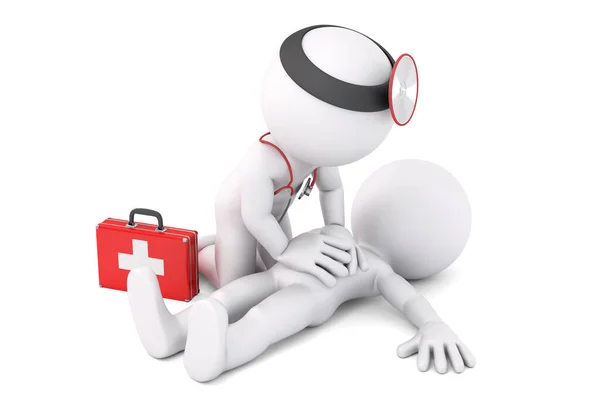 Paramedic Helping Unconscious Young Man Illustration Isolated — Stock Photo, Image