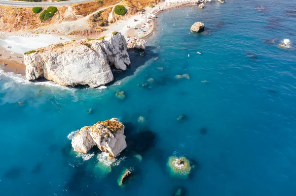 Kıbrıs Taki Perta Tou Romiou Plajı Hava Manzaralı — Stok fotoğraf