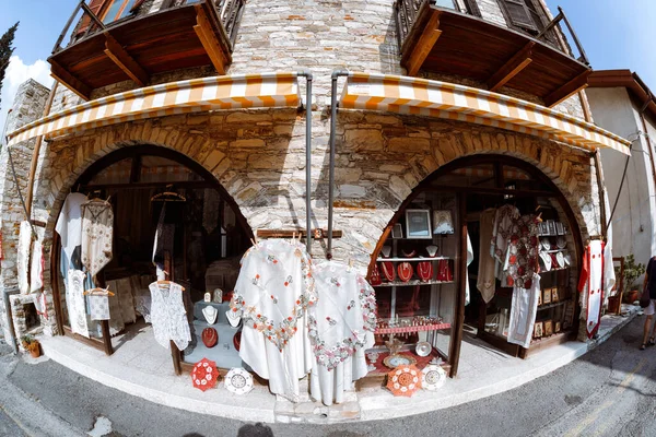 Lefkara Cyprus September 2017 Souvenir Shop Selling Products Made Local —  Fotos de Stock